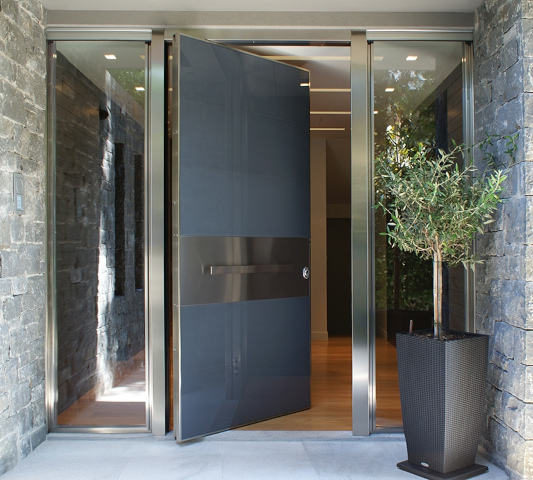 Security pivot entrance doors